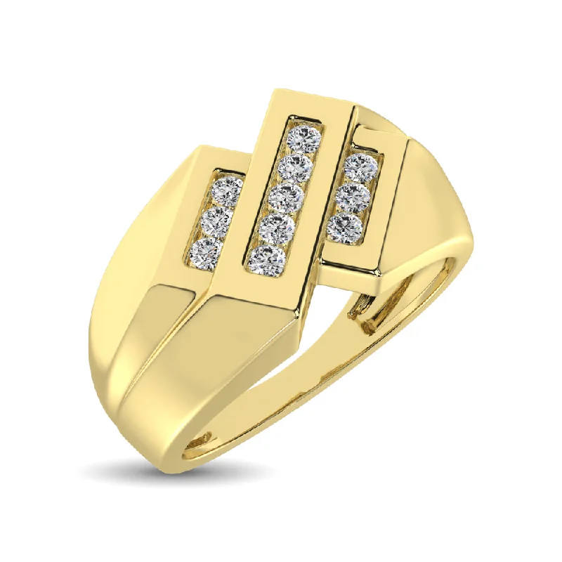 custom name ladies ring-10K Yellow Gold 1/4 Ct.Tw. Diamond Mens Ring