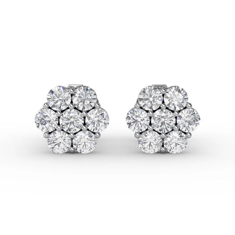 high-end gemstone ladies earrings-Magnolia Floral Diamond Stud Earrings ER5032