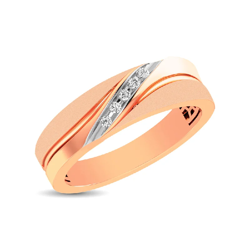 luxury ladies ring-Men's 1/20 Ctw. Diamond Slant Ring in 10K Rose Gold