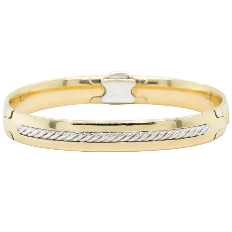 three-layer chain ladies bracelets & bangles-David Yurman 18k Yellow Gold & 925 Sterling Silver Cable Bangle Bracelet 7.25"