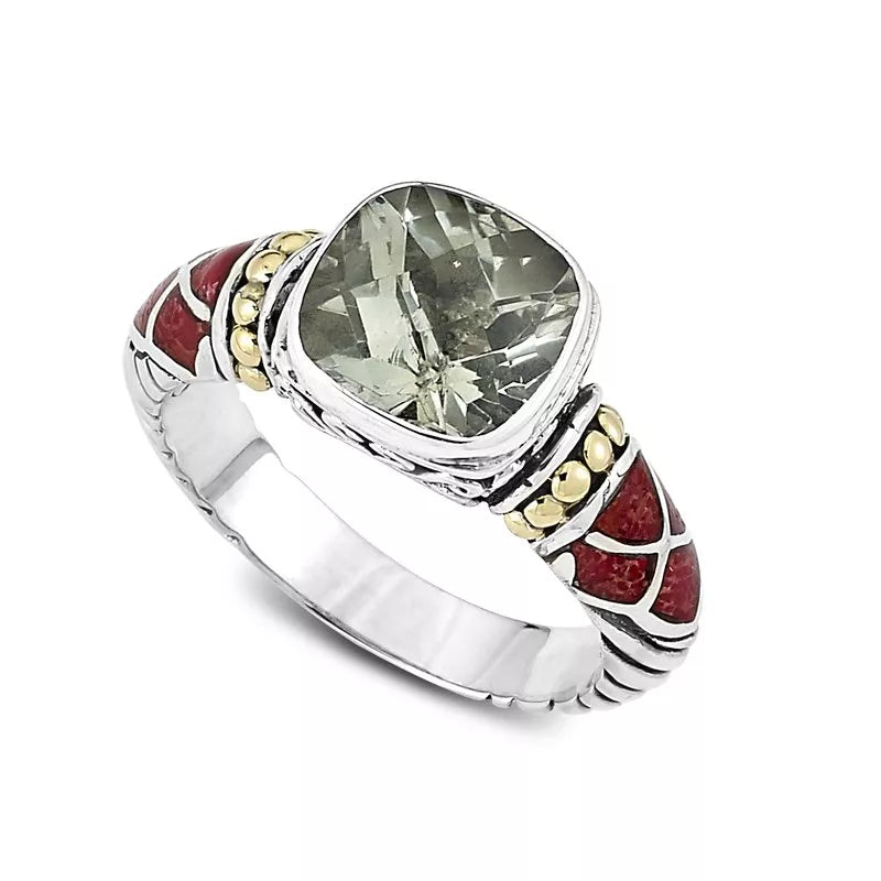 classic solitaire ladies ring-Rak Ring- Green Amethyst