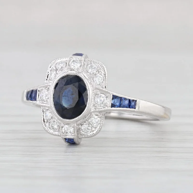 unique design ladies engagement rings-New Beverley K 1.30ctw Sapphire Diamond Halo Ring 14k Gold Engagement Size 6.75