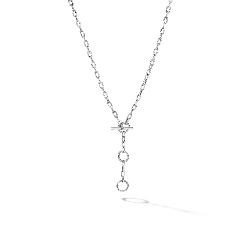 timeless elegance ladies necklace-DY Madison Three Ring Chain Necklace in Sterling Silver