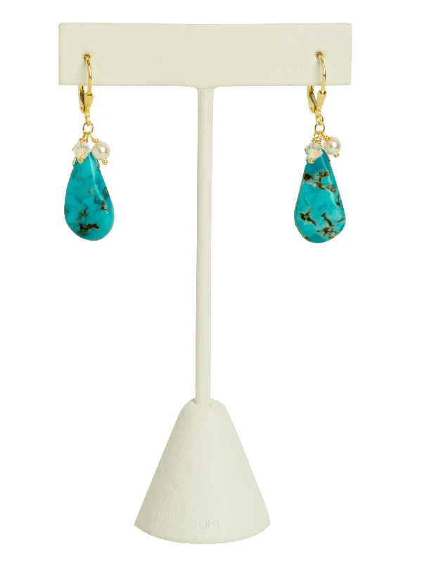 designer luxury ladies earrings-Turquoise Teardrop Earrings