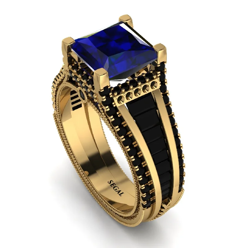 modern twisted band ladies engagement rings-Princess Geometric Sapphire Engagement Ring - Marilyn No. 43