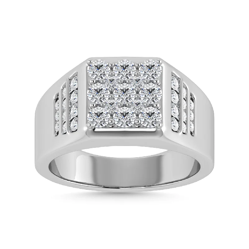 butterfly design ladies ring-Diamond 1 Ct.Tw. Mens Fashion Ring in 14K White Gold