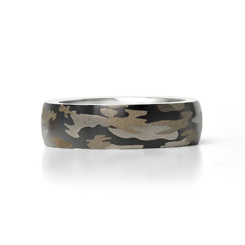 boho style ladies ring-Camouflage Stainless Steel Blank Ring / CFR7017