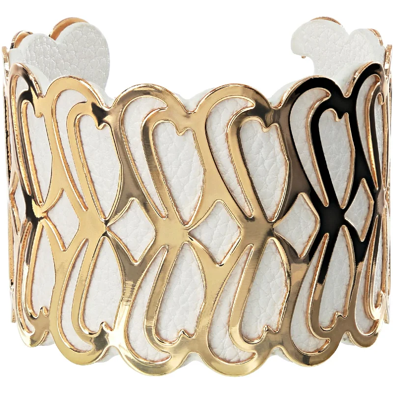 gothic-style ladies bracelets & bangles-Gold & White 2" Infinity Cuff Bracelet