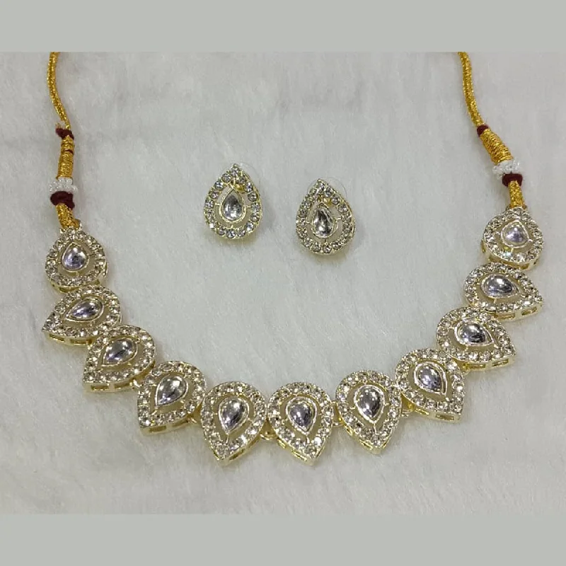 celestial moonstone ladies necklace-Manisha Jewellery  Gold Plated Crystal Stone Necklace Set