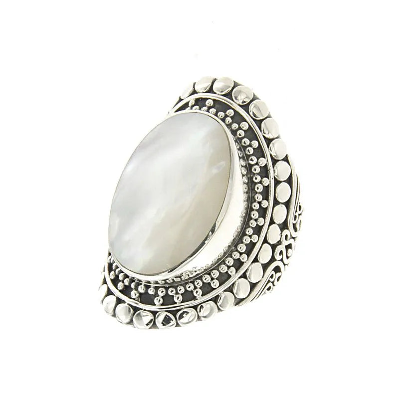 adjustable crystal ladies ring-Nicolette Ring- Mother Of Pearl