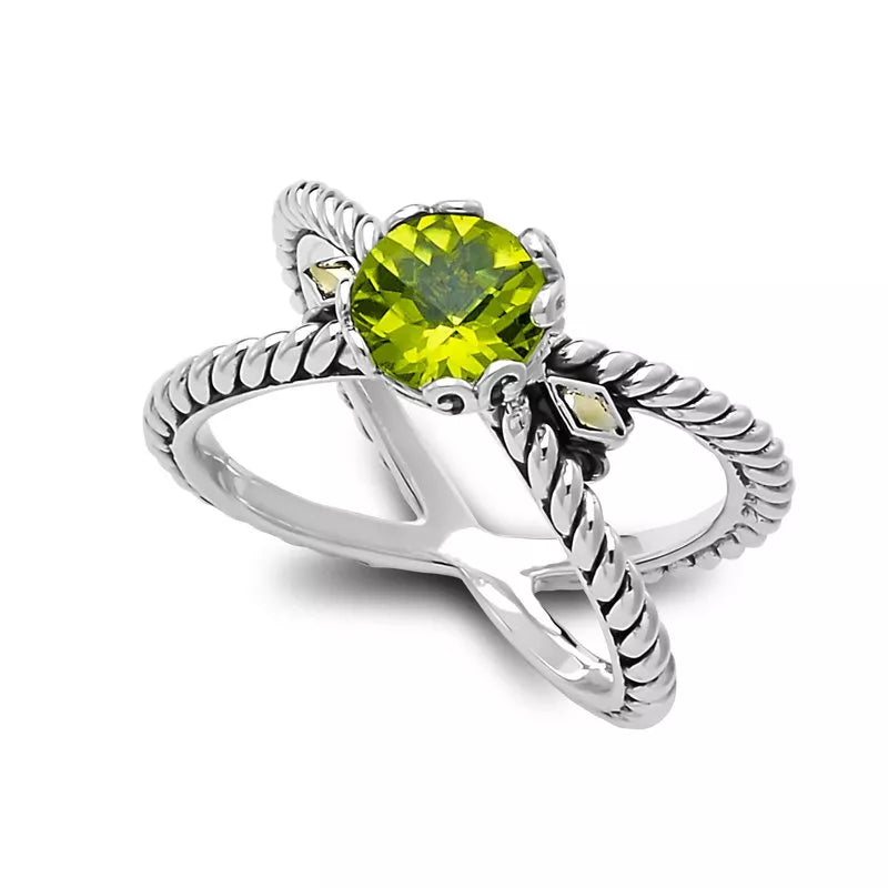 elegant ladies ring-Glow "X" Ring- Peridot