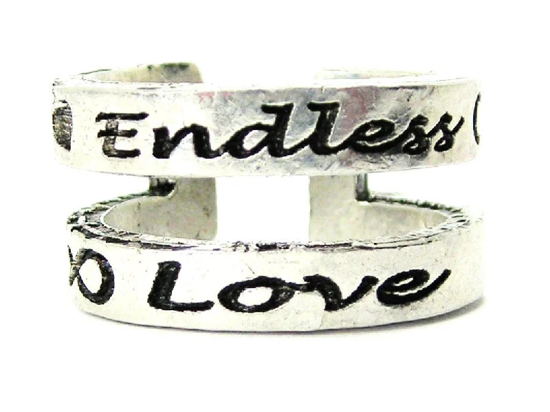 opal ladies ring-Double Band Endless Love Sterling Silver Plated Unisex Cuff Ring