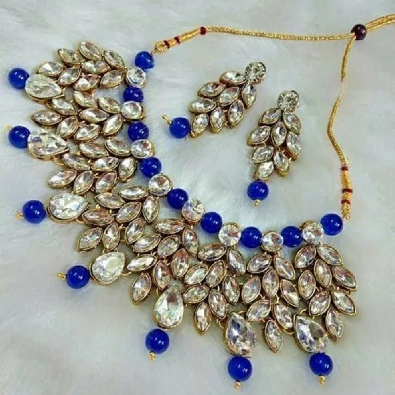 adjustable rope ladies necklace-Palak Art Gold Plated Crystal Stone Necklace Set