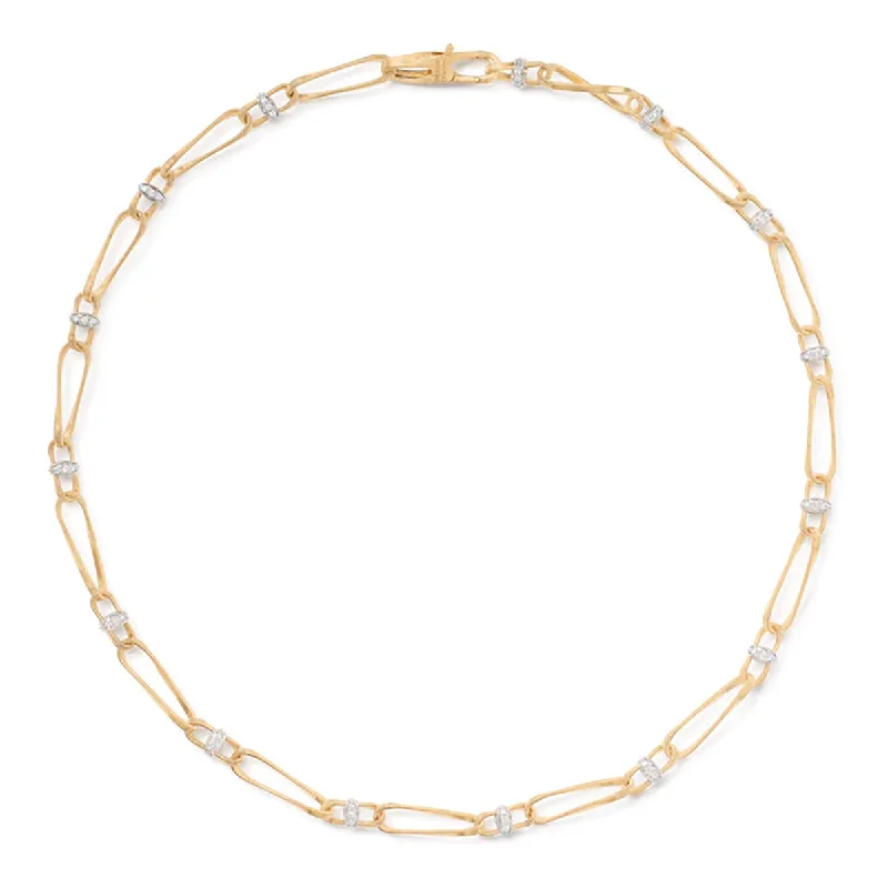 elegant evening ladies necklace-18K Yellow Gold Twisted Coil Link Necklace With Diamonds