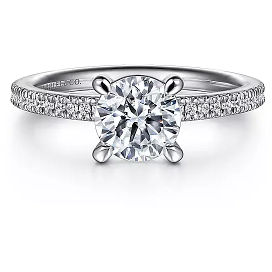 two-tone ladies engagement rings-Gabriel "Amena" 14K White Gold Diamond Solitaire Engagement Ring