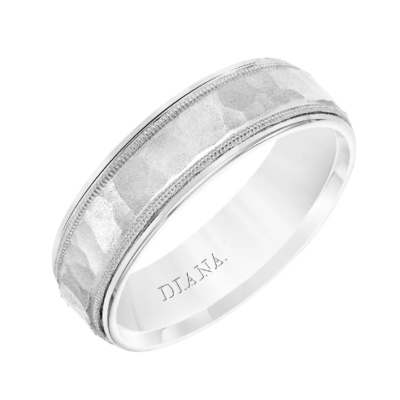 mother’s day gift ladies ring-Hammered Platinum And Gold Men's Band, Size 10, 6.5mm CF