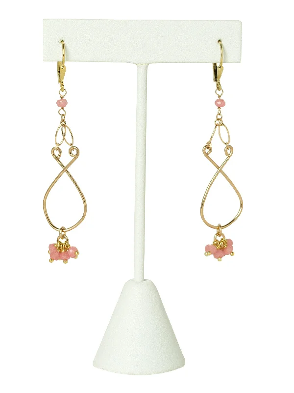 push-lock ladies earrings-Rose Quartz Filigree Earrings