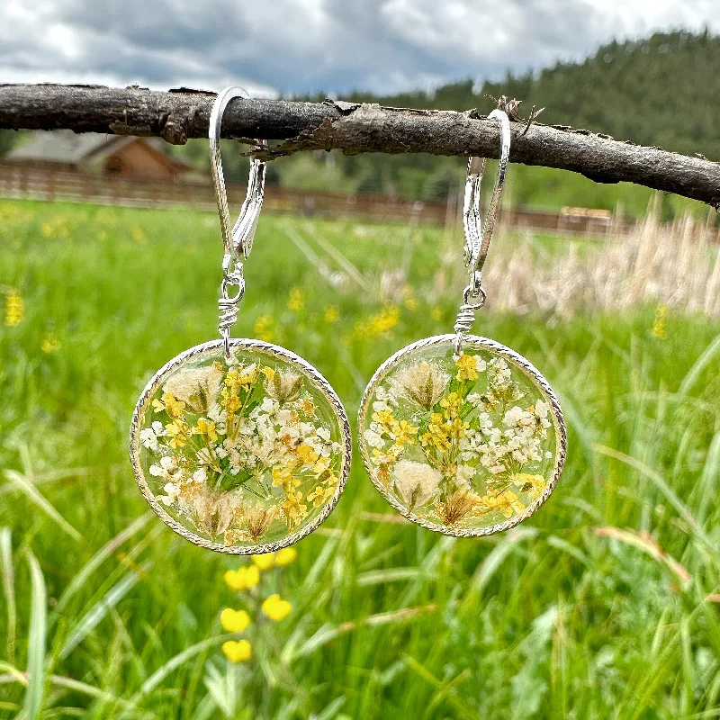 tribal ladies earrings-Golden Yellow Botanical Garden Earrings - BG 111