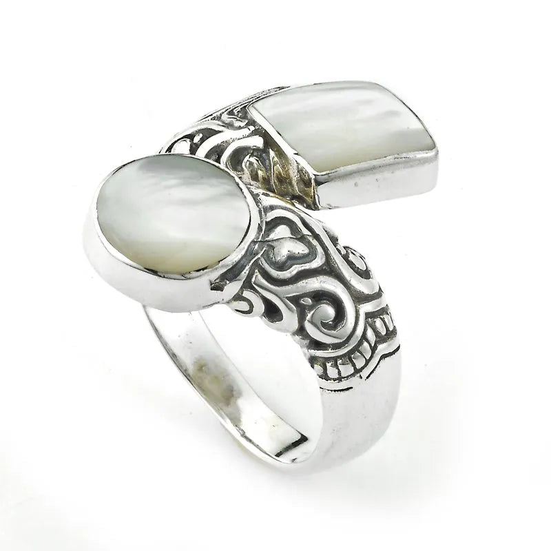 silver-plated ladies ring-Taoyi Ring- Mother Of Pearl