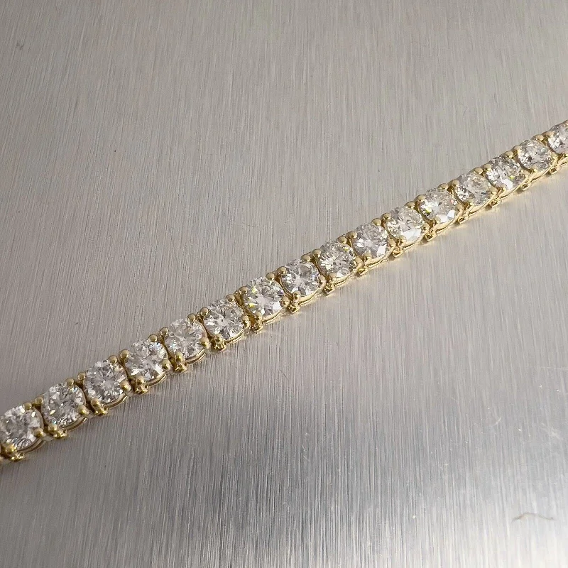 high-end gemstone ladies bracelets & bangles-14k Yellow Gold Diamond Tennis Bracelet 16.12ctw G-H SI2 7.00" 17.5g