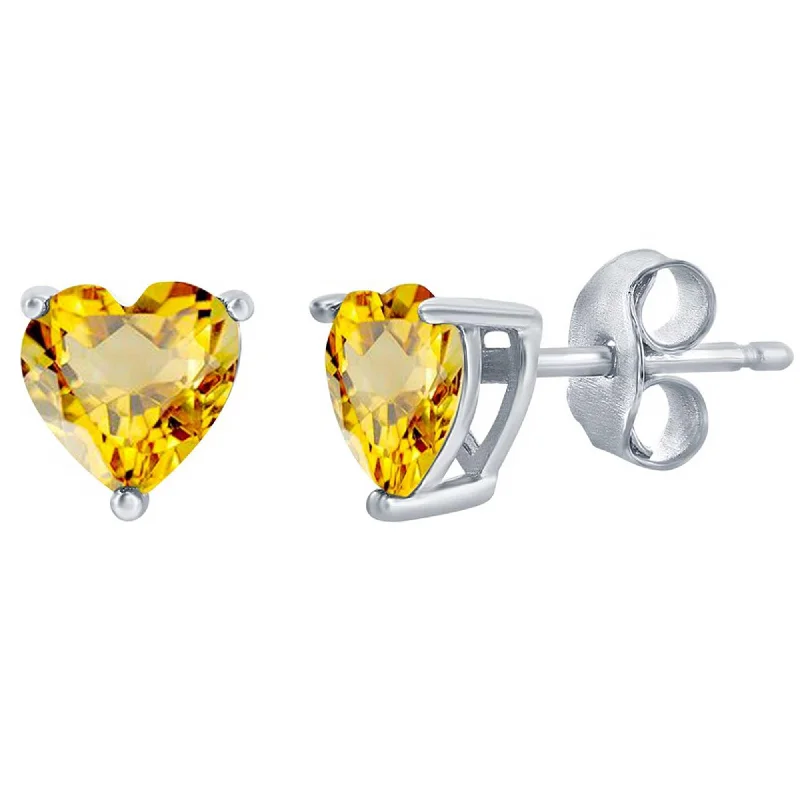 simple charm pendant ladies earrings-Classic Women's Earrings - SS 6mm Citrine "November" Heart Perciosa Crystal | D-8427