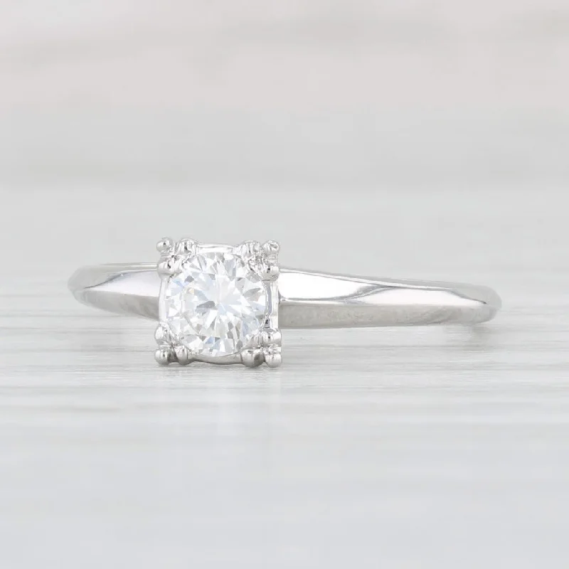 round-cut ladies engagement rings-0.35ctw VS2 Round Diamond Solitaire Engagement Ring 14k White Gold Size 6.5