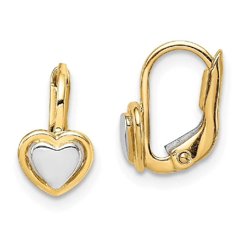 gold ladies earrings-Madi K Kid's 14k  Two-Tone  Heart Hoop Earrings