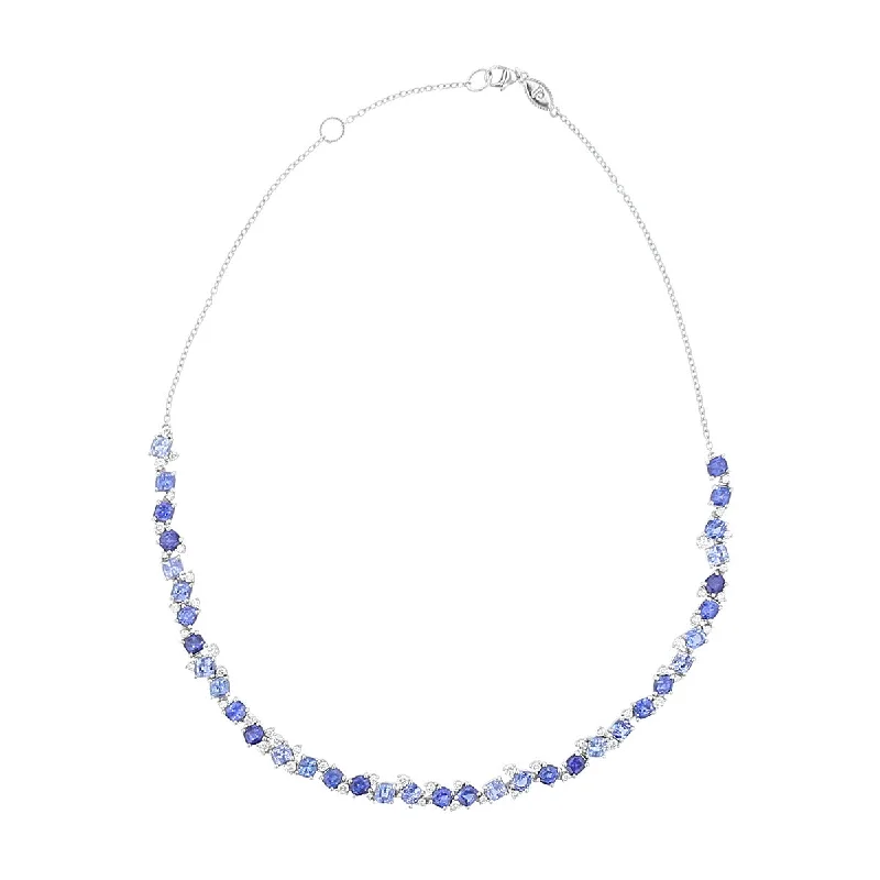 platinum ladies necklace-Sapphire Confetti Necklace