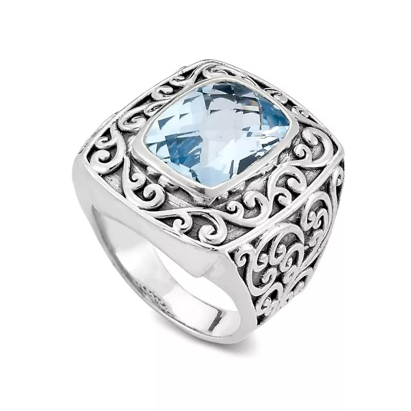 stackable gemstone ladies ring-Chloe Ring- Blue Topaz