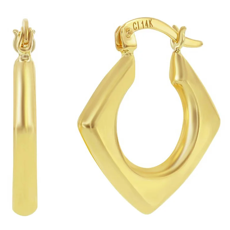 marquise cut ladies earrings-Classic Gold+ Women's Earrings - 14K Yellow Gold Diamond-Shaped 22x20mm | 14A-103