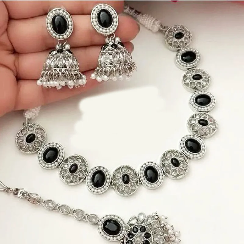 vintage ladies necklace-JCM Jewellery Silver  Plated Crystal Stone Necklace Set