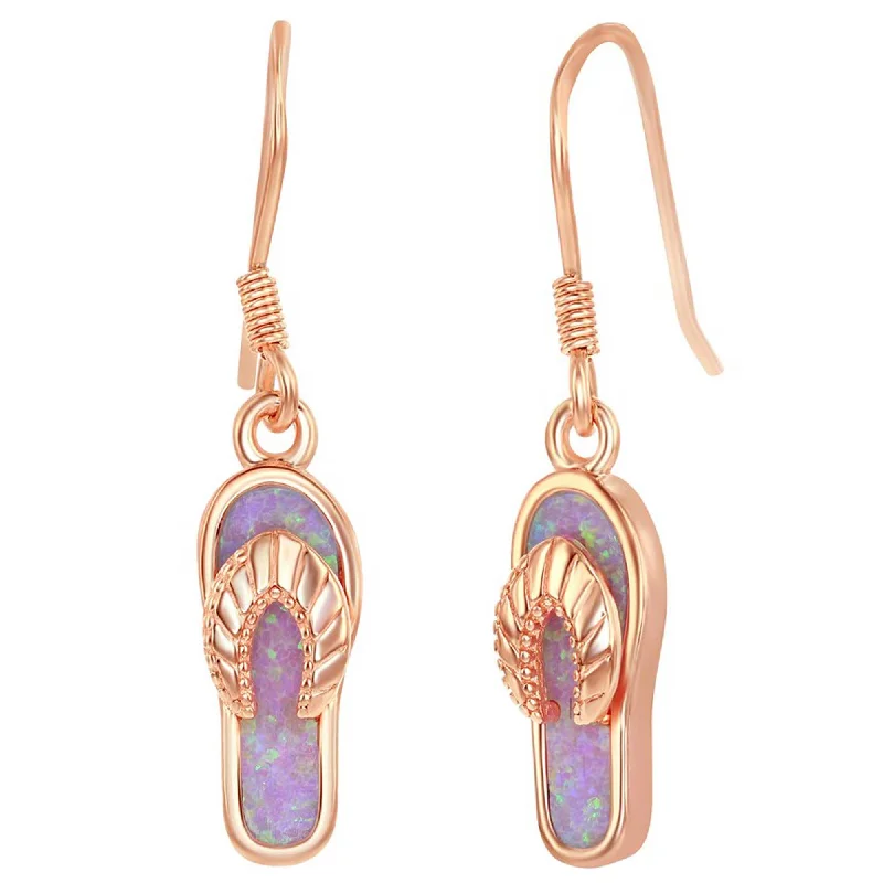 elegant wedding ladies earrings-Opalata Women's Earrings - Rose Gold Plated SS Pink Inlay Opal Flip-Flop | D-6742