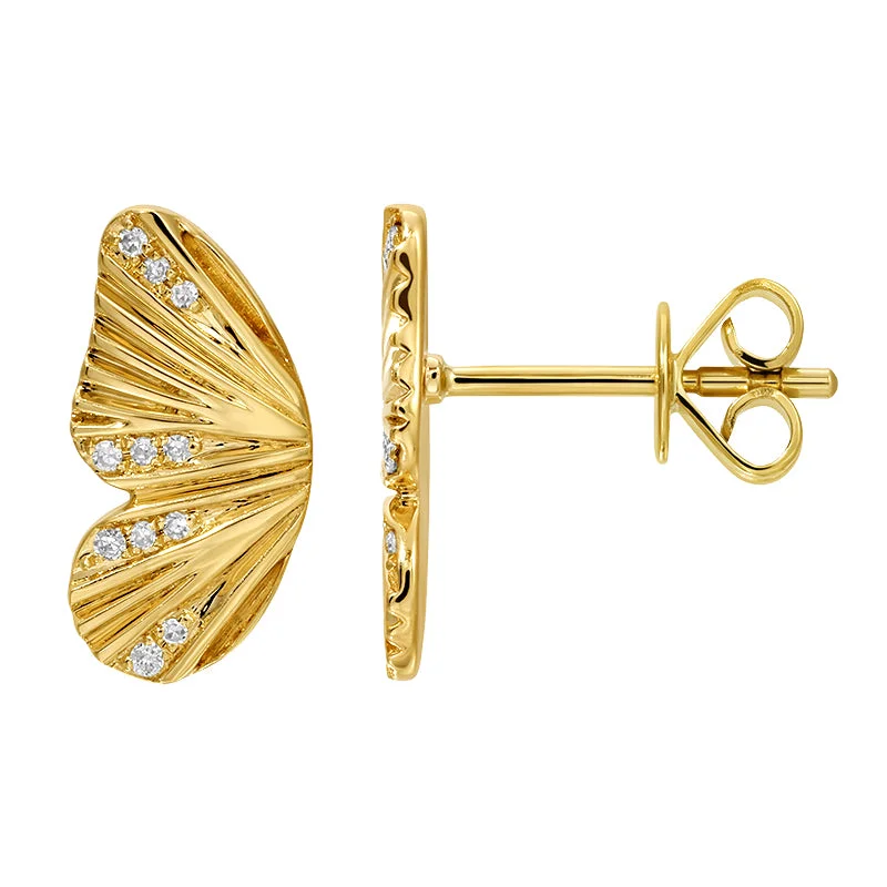 modern bar ladies earrings-TAYLOR FLUTED BUTTERFLY STUD EARRINGS