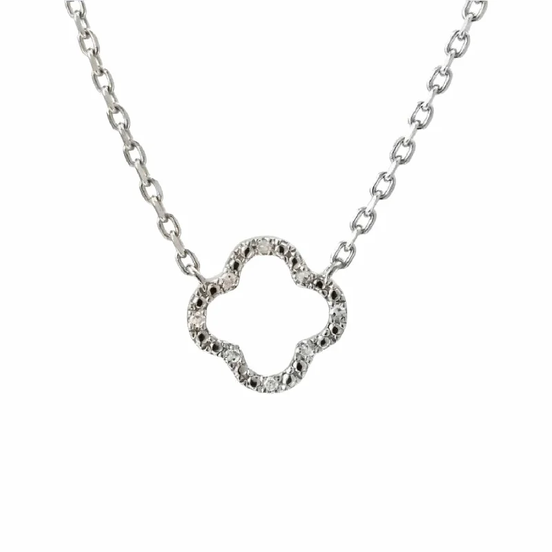 astrology sign ladies necklace-Quatrefoil Necklace with Diamonds