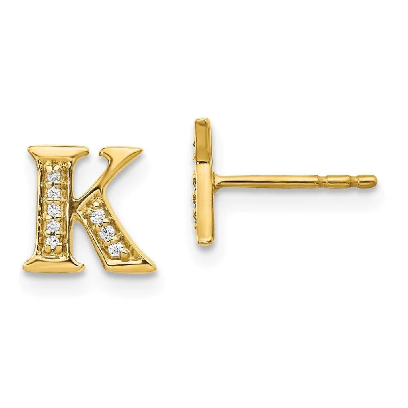 fine jewelry ladies earrings-14k Diamond Initial K Earrings