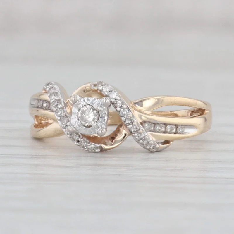 heart-shaped ladies engagement rings-0.15ctw Diamond Engagement Ring 10k Yellow Gold Size 7