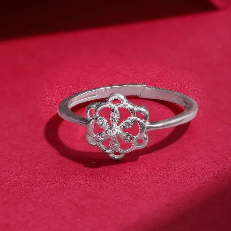 double-band ladies ring-Blossom Bloom Silver Ring