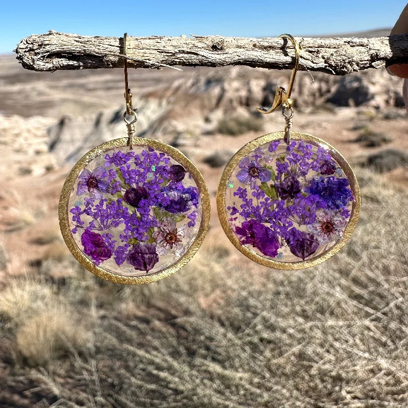 astrology sign ladies earrings-Purple Botanical Garden Earrings - BG 133