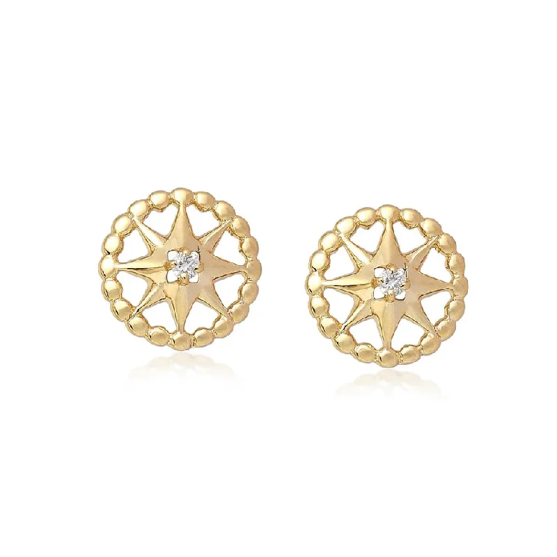 tree of life ladies earrings-NORA STAR DISC STUD EARRINGS