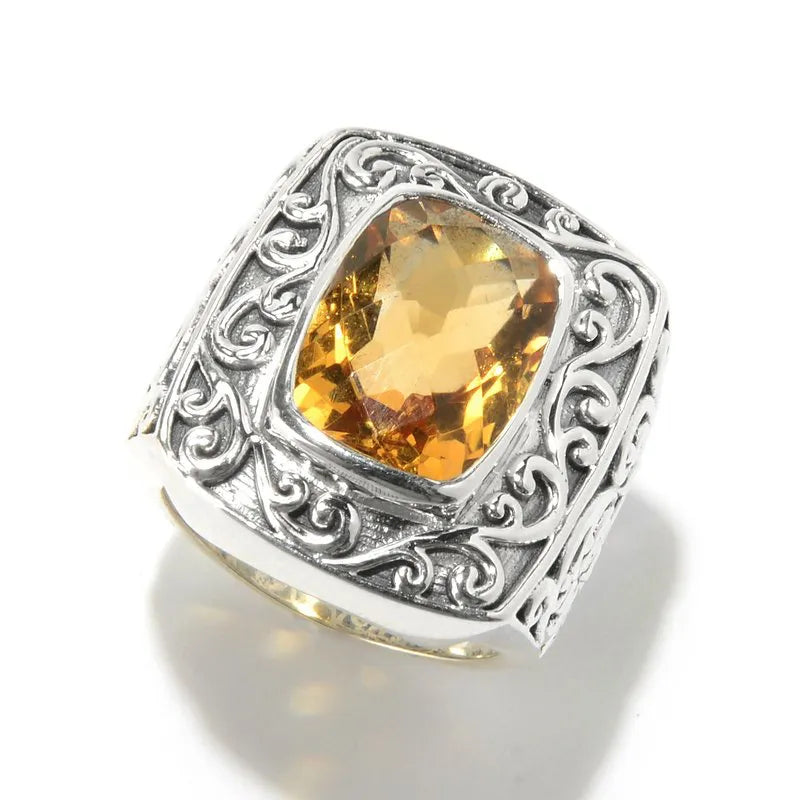 flower-shaped ladies ring-Chloe Ring- Citrine