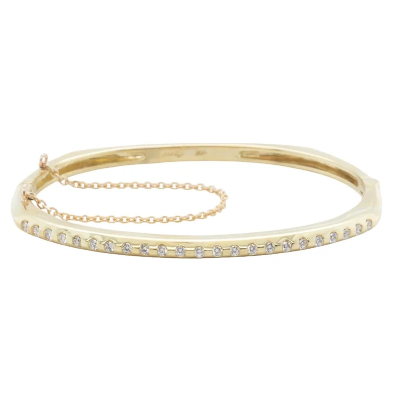 floral design ladies bracelets & bangles-Vintage Fana 18k Yellow Gold Diamond Bangle Bracelet 0.50ctw G VS 25.2g 6.5"