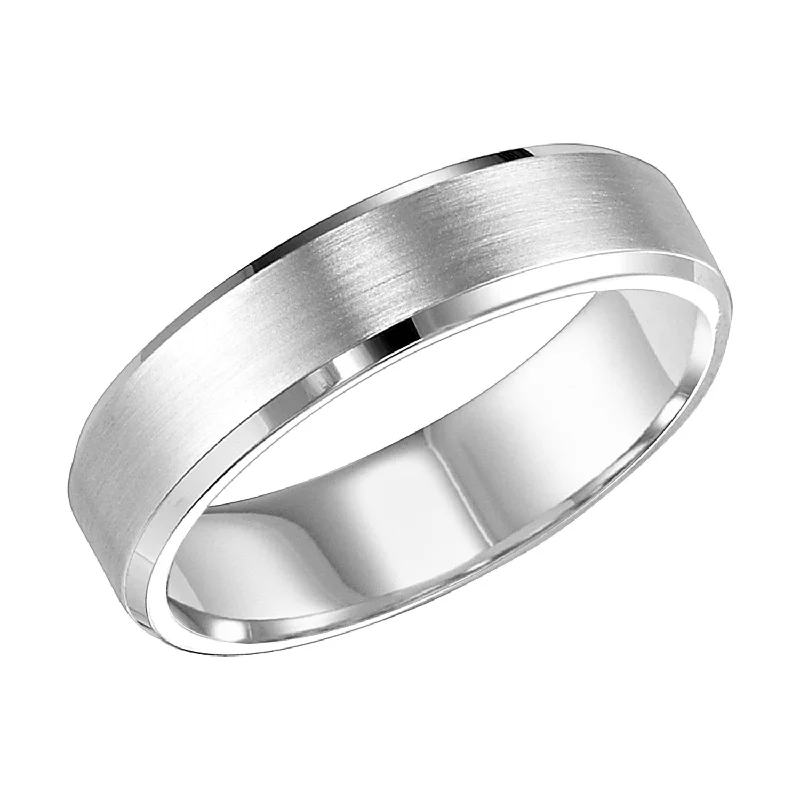 mother-of-pearl ladies ring-14K White Gold 6mm Comfort Fit Wedding Band