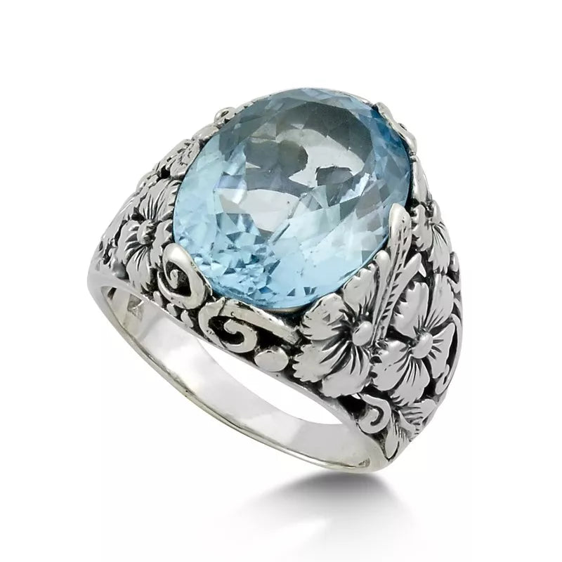 adjustable ladies ring-Empung Ring- Blue Topaz