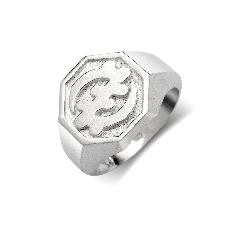 wire-wrapped ladies ring-Gye Nyame .925 Sterling Silver Signet Ring