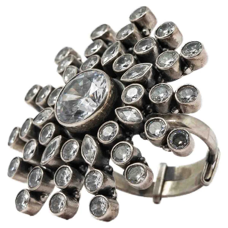 retro style ladies ring-Silver Flower Ring