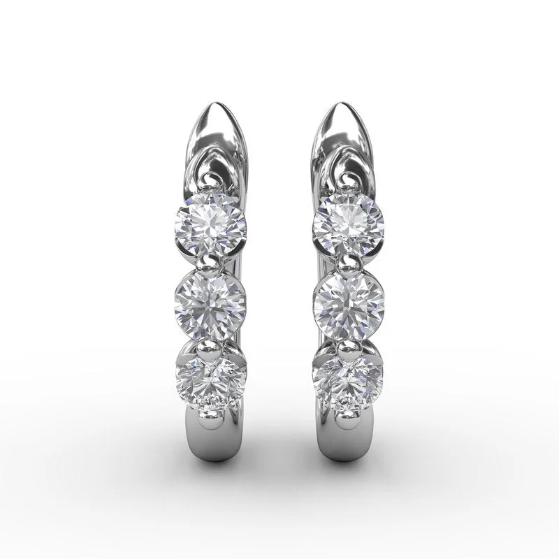 shell pearl ladies earrings-Dainty and Delightful Diamond Hoop Earrings ER5014