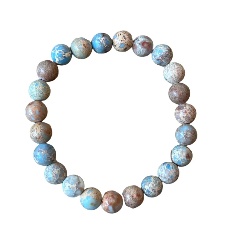 luxury designer brand ladies bracelets & bangles-Carolina Blue Sea Sediment Jasper 8mm Bracelet