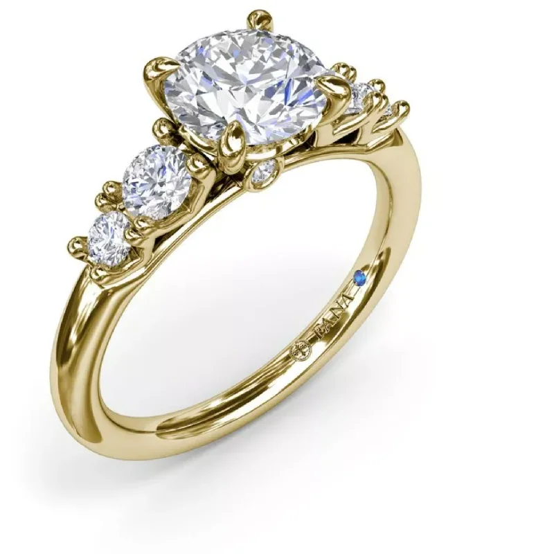 oval-cut ladies engagement rings-Fana 14K Yellow Gold 5 Stone Diamond Engagement Ring