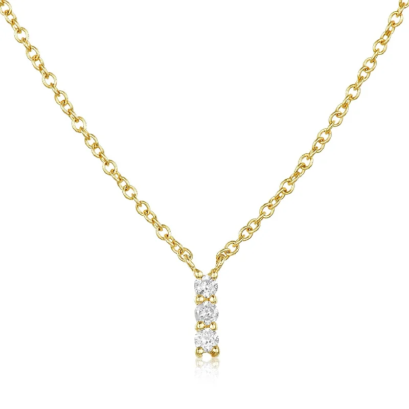 push-lock ladies necklace-Diamond Trio Drop Necklace