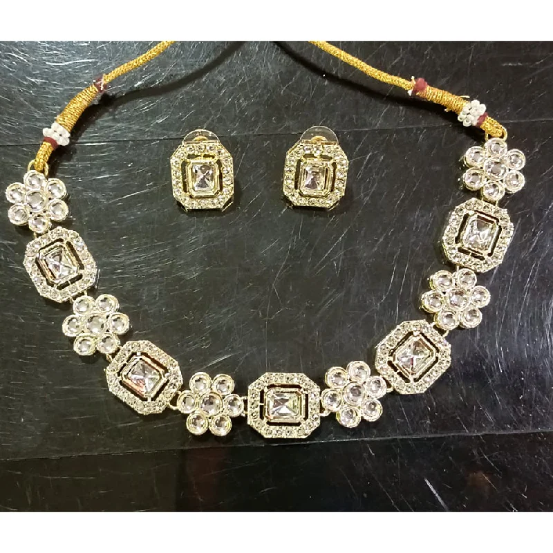 casual chic ladies necklace-Manisha Jewellery  Gold Plated Crystal Stone Necklace Set